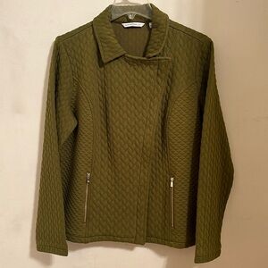 IsaacMizrahi Live! Assymetrical Zip Up Green Jacket in Size M